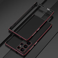 Funda Bumper Lujo Marco de Aluminio Carcasa para Samsung Galaxy S22 Ultra 5G Rojo y Negro