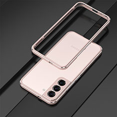Funda Bumper Lujo Marco de Aluminio Carcasa para Samsung Galaxy S23 5G Oro Rosa