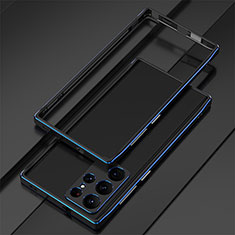 Funda Bumper Lujo Marco de Aluminio Carcasa para Samsung Galaxy S23 Ultra 5G Azul y Negro