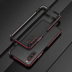 Funda Bumper Lujo Marco de Aluminio Carcasa para Sony Xperia 10 V Rojo y Negro