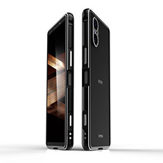 Funda Bumper Lujo Marco de Aluminio Carcasa para Sony Xperia 5 V Plata y Negro