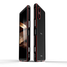 Funda Bumper Lujo Marco de Aluminio Carcasa para Sony Xperia 5 V Rojo y Negro