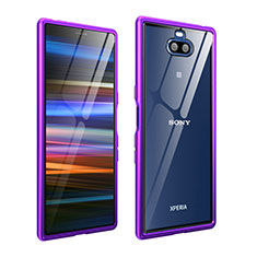 Funda Bumper Lujo Marco de Aluminio Carcasa para Sony Xperia XA3 Morado