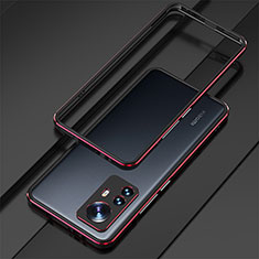 Funda Bumper Lujo Marco de Aluminio Carcasa para Xiaomi Mi 12S 5G Rojo y Negro