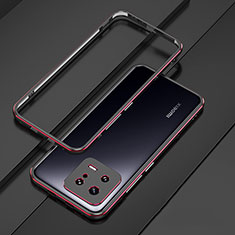 Funda Bumper Lujo Marco de Aluminio Carcasa para Xiaomi Mi 13 5G Rojo y Negro