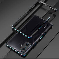 Funda Bumper Lujo Marco de Aluminio Carcasa para Xiaomi Poco F4 GT 5G Azul y Negro