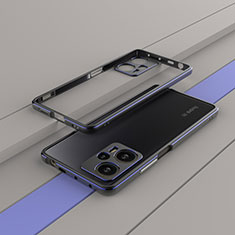 Funda Bumper Lujo Marco de Aluminio Carcasa para Xiaomi Poco F5 5G Azul y Negro