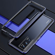 Funda Bumper Lujo Marco de Aluminio Carcasa para Xiaomi Poco F5 Pro 5G Azul y Negro