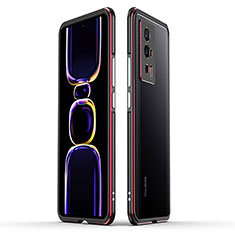 Funda Bumper Lujo Marco de Aluminio Carcasa para Xiaomi Poco F5 Pro 5G Rojo y Negro