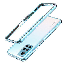 Funda Bumper Lujo Marco de Aluminio Carcasa S01 para Xiaomi Redmi Note 11S 5G Plata y Azul