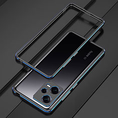Funda Bumper Lujo Marco de Aluminio Carcasa S01 para Xiaomi Redmi Note 12 5G Azul y Negro