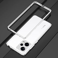 Funda Bumper Lujo Marco de Aluminio Carcasa S01 para Xiaomi Redmi Note 12 5G Plata