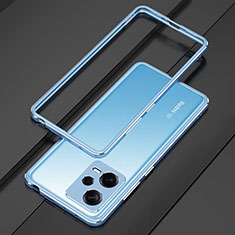 Funda Bumper Lujo Marco de Aluminio Carcasa S01 para Xiaomi Redmi Note 12 5G Plata y Azul