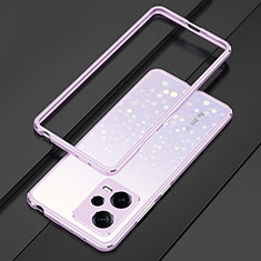 Funda Bumper Lujo Marco de Aluminio Carcasa S01 para Xiaomi Redmi Note 12 5G Purpura Claro