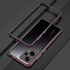 Funda Bumper Lujo Marco de Aluminio Carcasa S01 para Xiaomi Redmi Note 12 5G Rojo y Negro