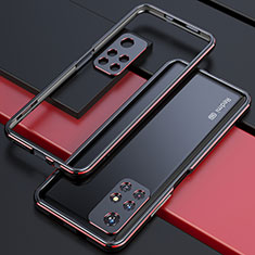 Funda Bumper Lujo Marco de Aluminio Carcasa S02 para Xiaomi Poco M4 Pro 5G Rojo y Negro