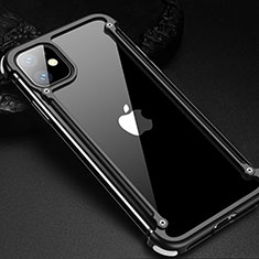 Funda Bumper Lujo Marco de Aluminio Carcasa T01 para Apple iPhone 11 Negro