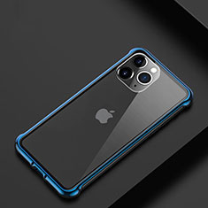 Funda Bumper Lujo Marco de Aluminio Carcasa T01 para Apple iPhone 11 Pro Max Azul