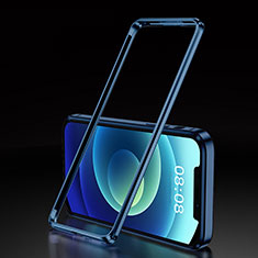 Funda Bumper Lujo Marco de Aluminio Carcasa T01 para Apple iPhone 12 Mini Azul