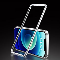 Funda Bumper Lujo Marco de Aluminio Carcasa T01 para Apple iPhone 12 Pro Max Plata