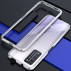 Funda Bumper Lujo Marco de Aluminio Carcasa T01 para Huawei Honor X10 5G Plata