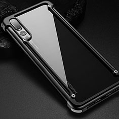 Funda Bumper Lujo Marco de Aluminio Carcasa T01 para Huawei P20 Pro Negro