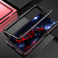 Funda Bumper Lujo Marco de Aluminio Carcasa T01 para Realme X50 Pro 5G Rojo y Negro