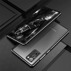 Funda Bumper Lujo Marco de Aluminio Carcasa T01 para Samsung Galaxy Note 20 5G Plata y Negro