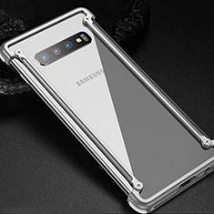 Funda Bumper Lujo Marco de Aluminio Carcasa T01 para Samsung Galaxy S10 Plus Plata