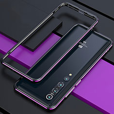 Funda Bumper Lujo Marco de Aluminio Carcasa T01 para Xiaomi Mi 10 Pro Morado y Negro