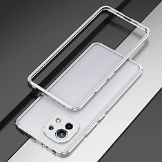 Funda Bumper Lujo Marco de Aluminio Carcasa T01 para Xiaomi Mi 11 Lite 4G Plata