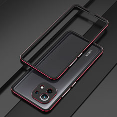 Funda Bumper Lujo Marco de Aluminio Carcasa T01 para Xiaomi Mi 11 Lite 4G Rojo