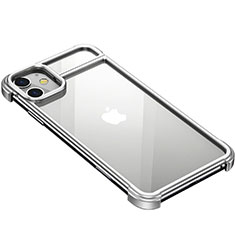 Funda Bumper Lujo Marco de Aluminio Carcasa T02 para Apple iPhone 11 Plata