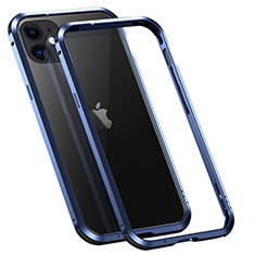 Funda Bumper Lujo Marco de Aluminio Carcasa T02 para Apple iPhone 12 Mini Azul