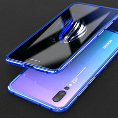 Funda Bumper Lujo Marco de Aluminio Carcasa T02 para Huawei P20 Pro Azul