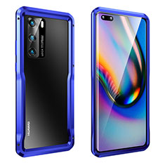 Funda Bumper Lujo Marco de Aluminio Carcasa T02 para Huawei P40 Azul