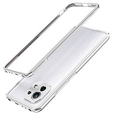 Funda Bumper Lujo Marco de Aluminio Carcasa T02 para Xiaomi Mi 11 5G Plata