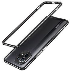 Funda Bumper Lujo Marco de Aluminio Carcasa T02 para Xiaomi Mi 11 Lite 4G Negro