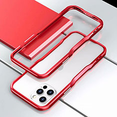 Funda Bumper Lujo Marco de Aluminio Carcasa T03 para Apple iPhone 12 Pro Max Rojo