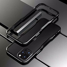 Funda Bumper Lujo Marco de Aluminio Carcasa T03 para Apple iPhone 12 Pro Negro