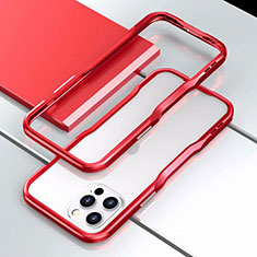Funda Bumper Lujo Marco de Aluminio Carcasa T03 para Apple iPhone 12 Pro Rojo