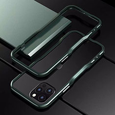 Funda Bumper Lujo Marco de Aluminio Carcasa T03 para Apple iPhone 12 Pro Verde Noche