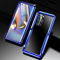 Funda Bumper Lujo Marco de Aluminio Carcasa T03 para Huawei P40 Azul