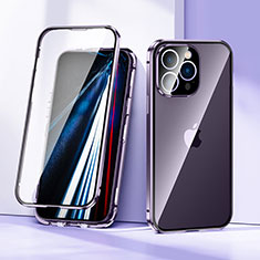 Funda Bumper Lujo Marco de Aluminio Espejo 360 Grados Carcasa LK1 para Apple iPhone 13 Pro Max Morado