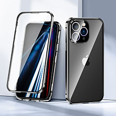 Funda Bumper Lujo Marco de Aluminio Espejo 360 Grados Carcasa LK1 para Apple iPhone 13 Pro Max Negro