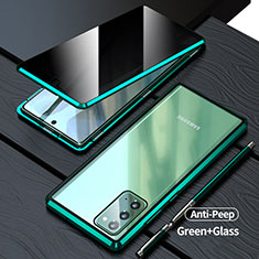 Funda Bumper Lujo Marco de Aluminio Espejo 360 Grados Carcasa LK1 para Samsung Galaxy Note 20 5G Verde