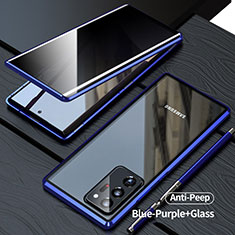 Funda Bumper Lujo Marco de Aluminio Espejo 360 Grados Carcasa LK1 para Samsung Galaxy Note 20 Ultra 5G Azul