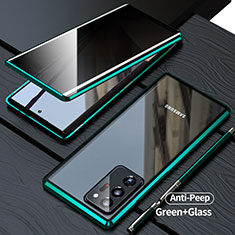 Funda Bumper Lujo Marco de Aluminio Espejo 360 Grados Carcasa LK1 para Samsung Galaxy Note 20 Ultra 5G Verde