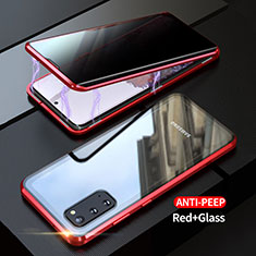 Funda Bumper Lujo Marco de Aluminio Espejo 360 Grados Carcasa LK1 para Samsung Galaxy S20 5G Rojo