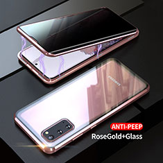 Funda Bumper Lujo Marco de Aluminio Espejo 360 Grados Carcasa LK1 para Samsung Galaxy S20 Oro Rosa